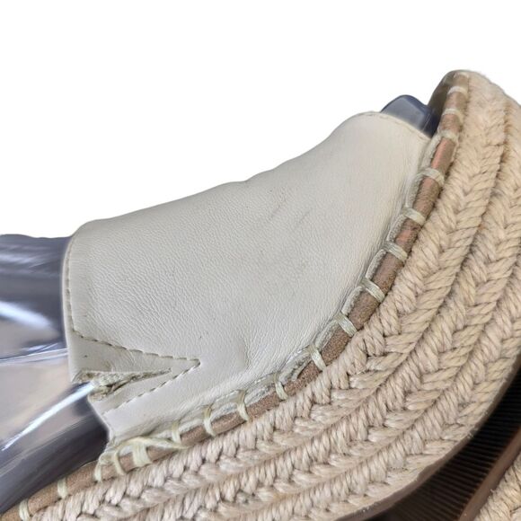 Top Moda Women's 5.5 Ivory Cream Espadrille Chunky Heel Mules Sandals - Picture 9 of 16